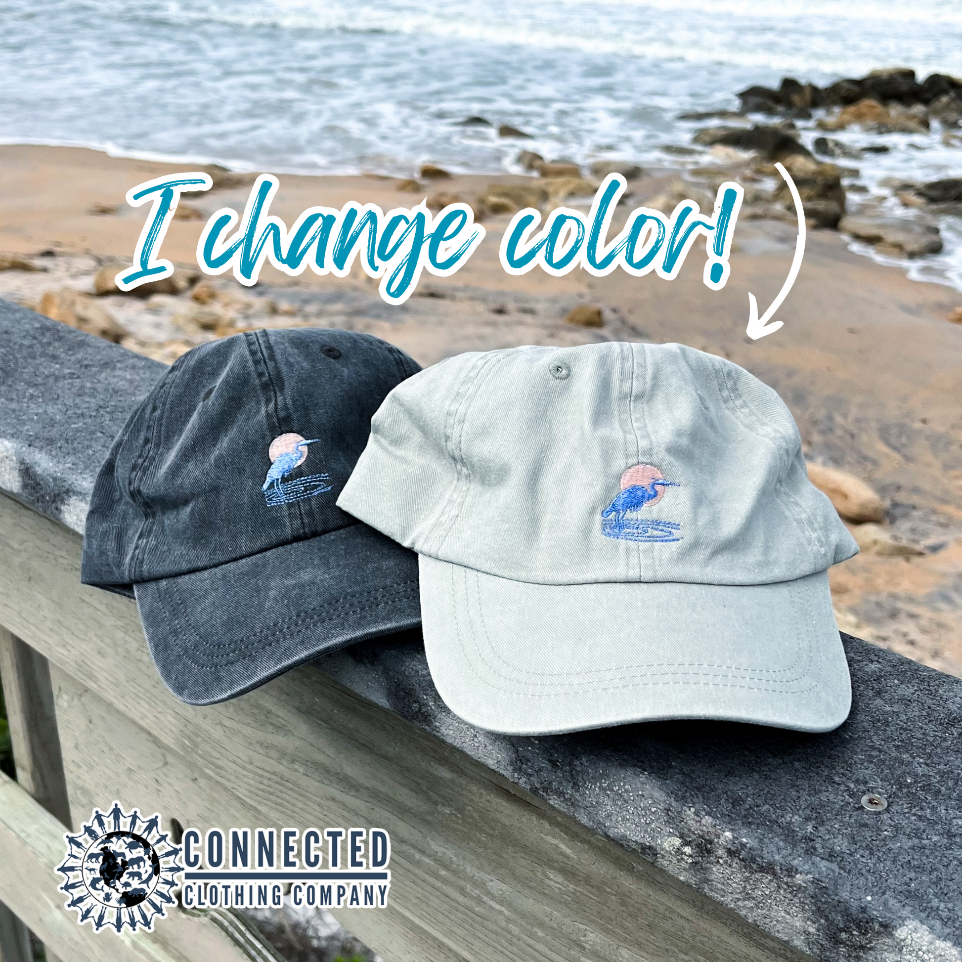 Blue Heron UV Embroidered Hat - Connected Clothing Company - 10% of proceeds donated to ocean conservation