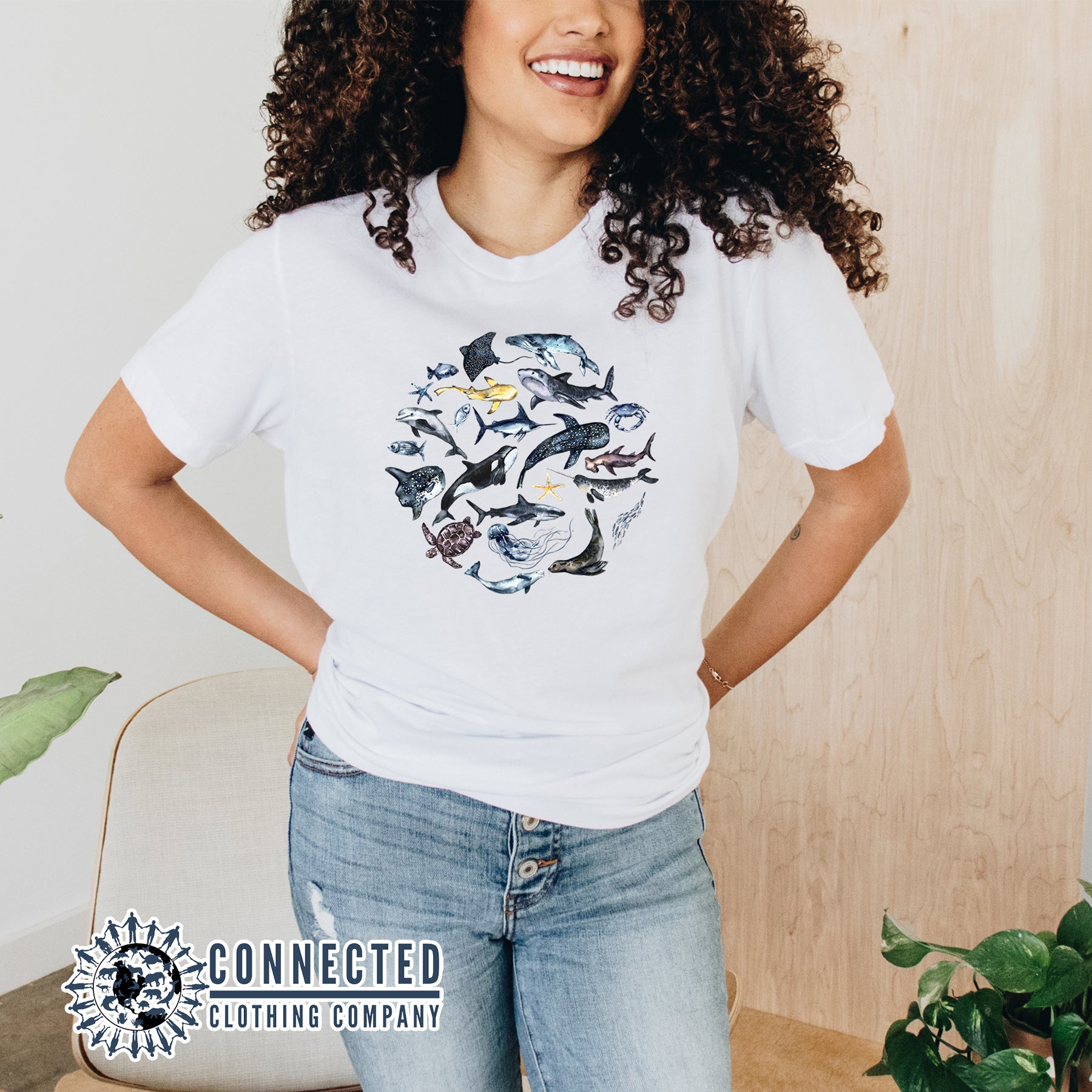 Blue Ocean Sea Creatures Tee - Connected Clothing Company - 10% donated to ocean conservation