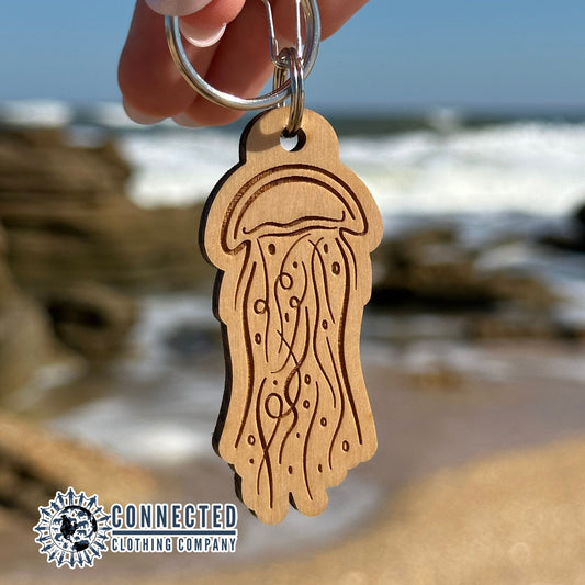 Jellyfish Wooden Keychain - Connected Clothing Company - 10% donated to ocean conservation