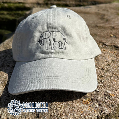elephant embroidered dad hat baseball cap - connected clothing company - 10% donated to wildlife conservation