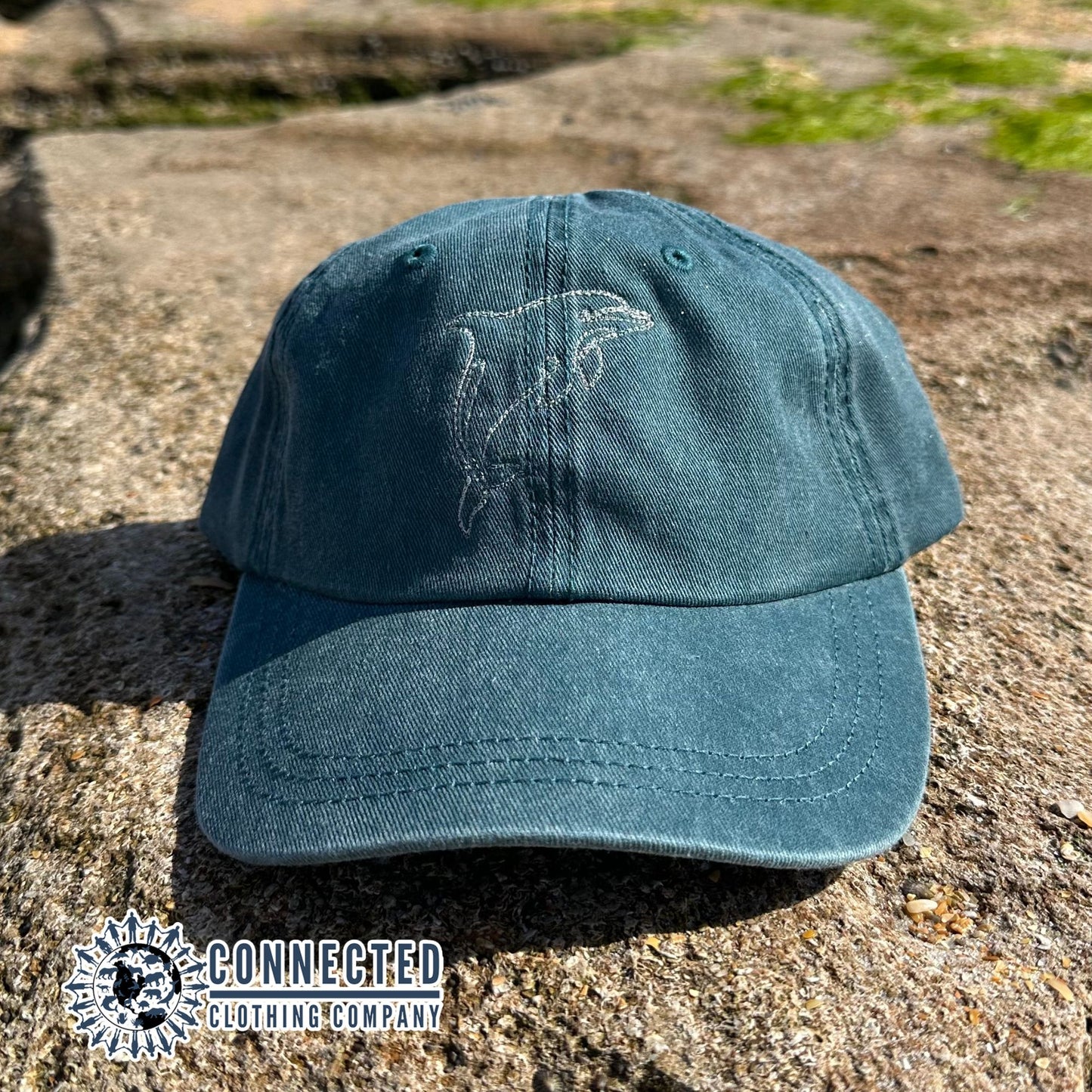 dolphin embroidered hat - connected clothing company - 10% donated to ocean conservation