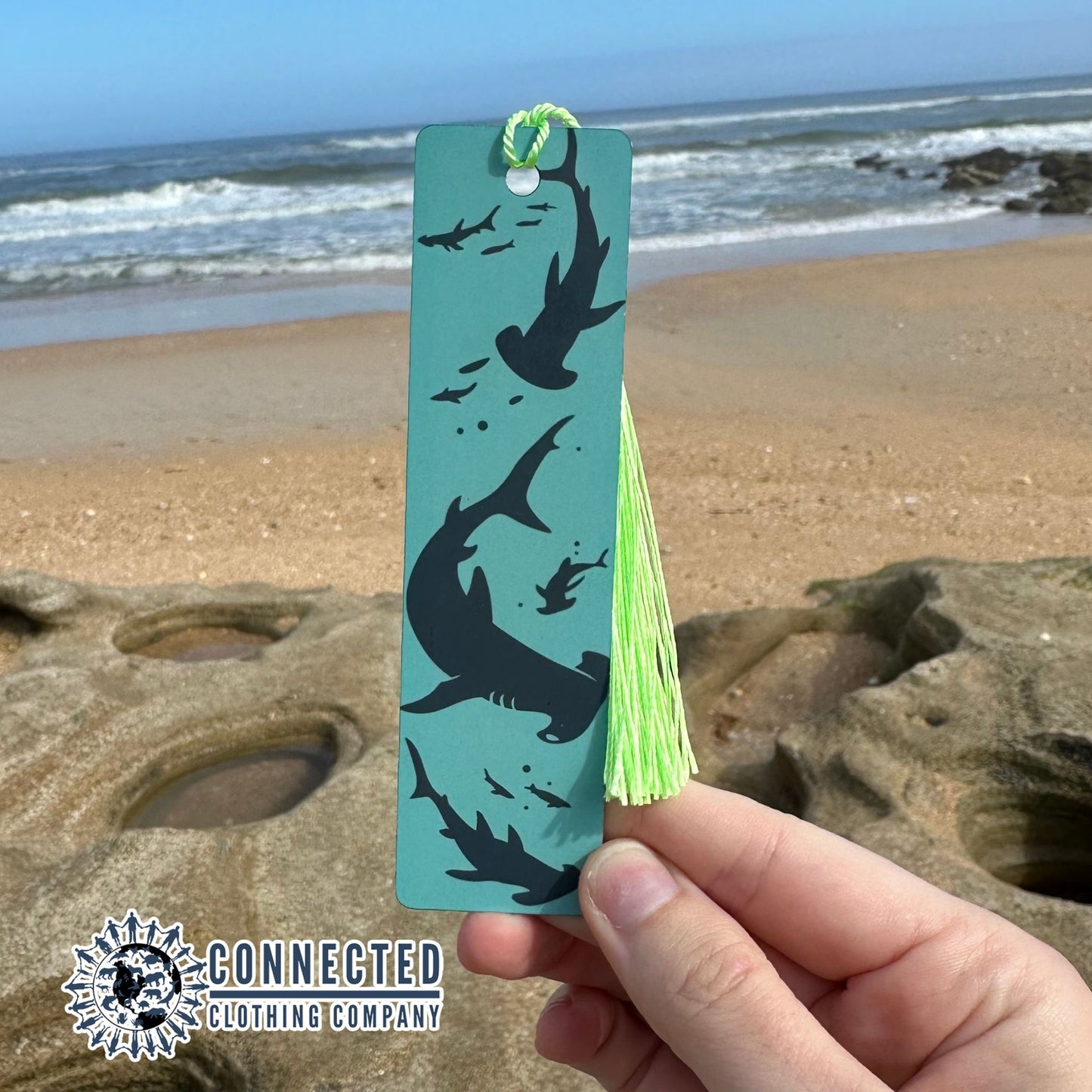 hammerhead sharks mini bookmark - connected clothing company - 10% of proceeds donated to ocean conservation