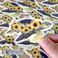 Sea Turtle Flowers Yellow Sticker - Connected Clothing Company - 10% of proceeds donated to ocean conservation
