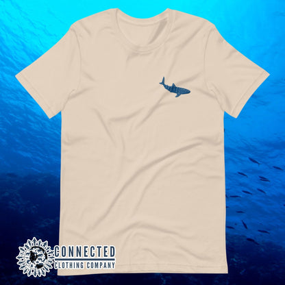 Soft Cream Embroidered Whale Shark Short-Sleeve Shirt - Connected Clothing Company - Ethically and Sustainably Made - 10% of profits donated to shark conservation and ocean conservation