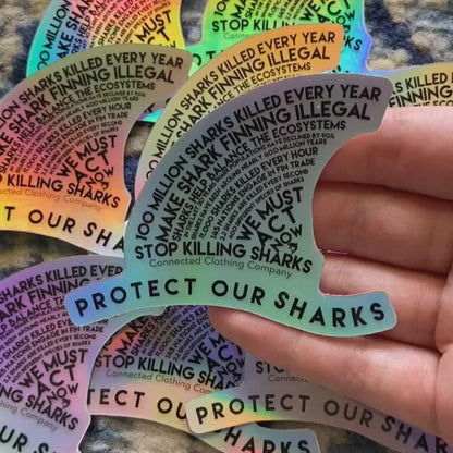Holographic Protect Our Sharks Sticker