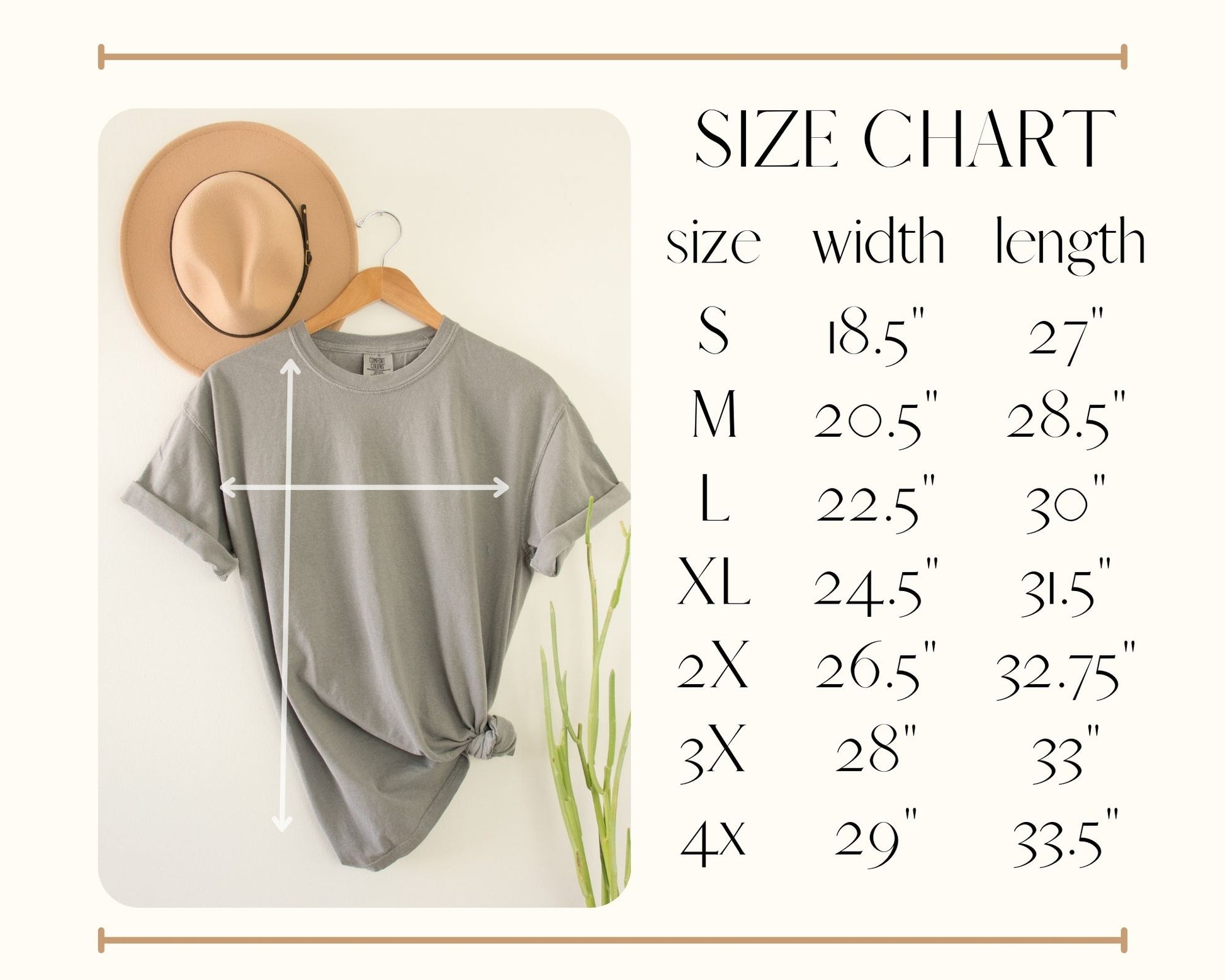 Love Your Mother Earth Short-Sleeve Tee Size Chart - Connected Clothing Company - 10% of profits donated