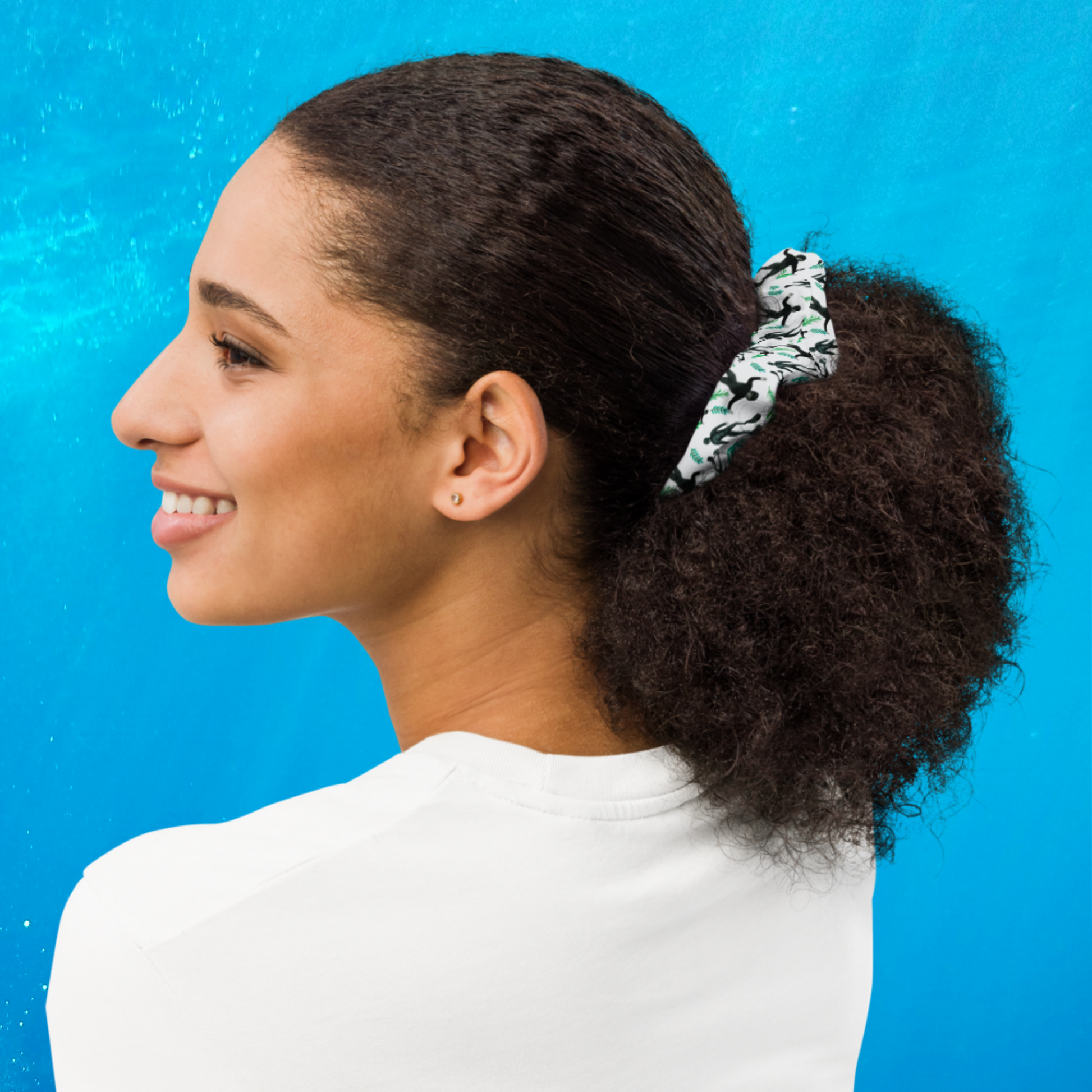 Scuba Diver Scrunchie Hair Tie - Connected Clothing Company - Ethical & Sustainable Apparel - 10% donated to Mission Blue ocean conservation