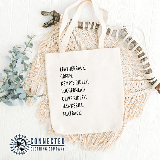 7 Sea Turtle Species Tote Bag - Connected Clothing Company - 10% of proceeds donated to Ocean Conservation