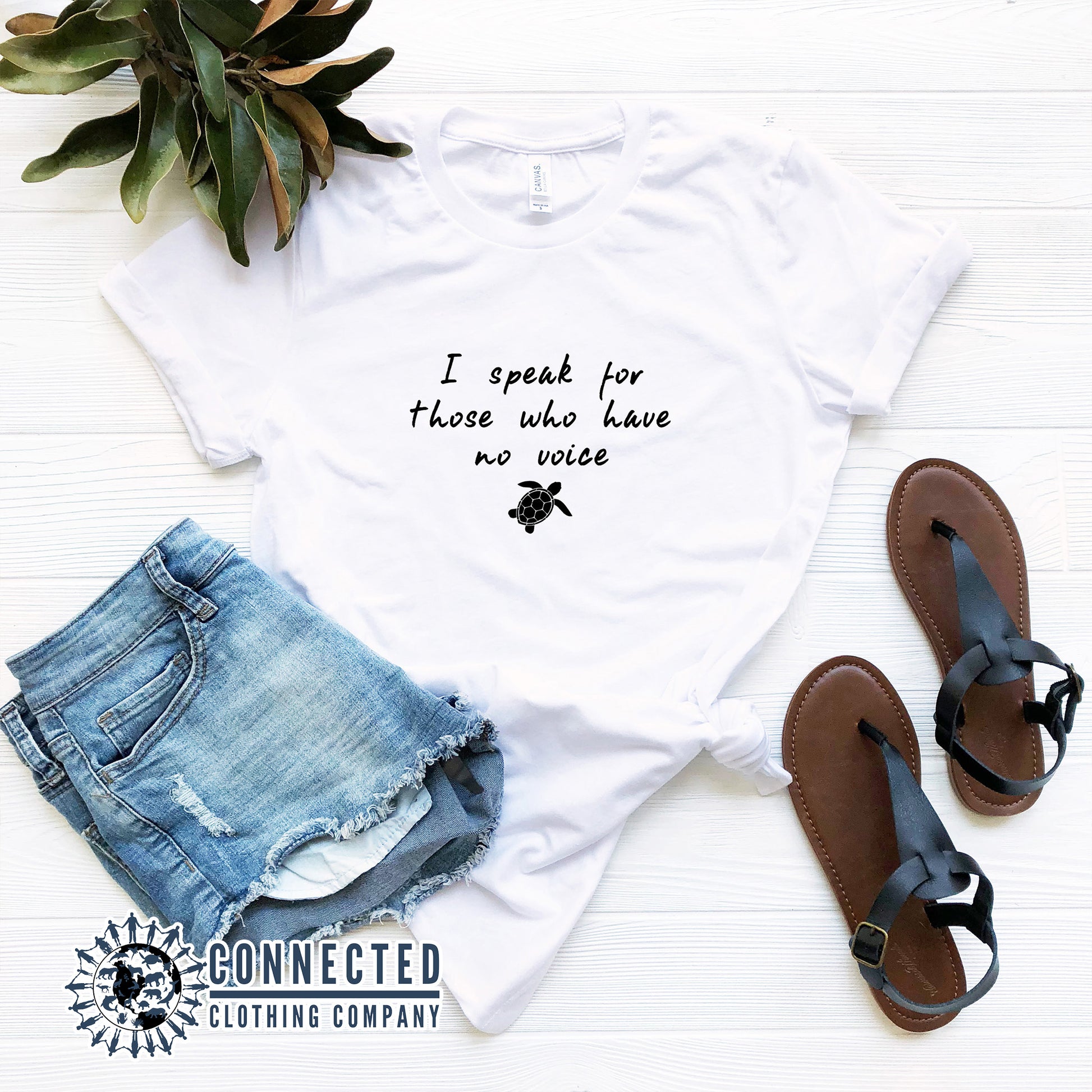 White Be The Voice Sea Turtle Tee reads "I speak for those who have no voice." - Connected Clothing Company - Ethically and Sustainably Made - 10% donated to the Sea Turtle Conservancy