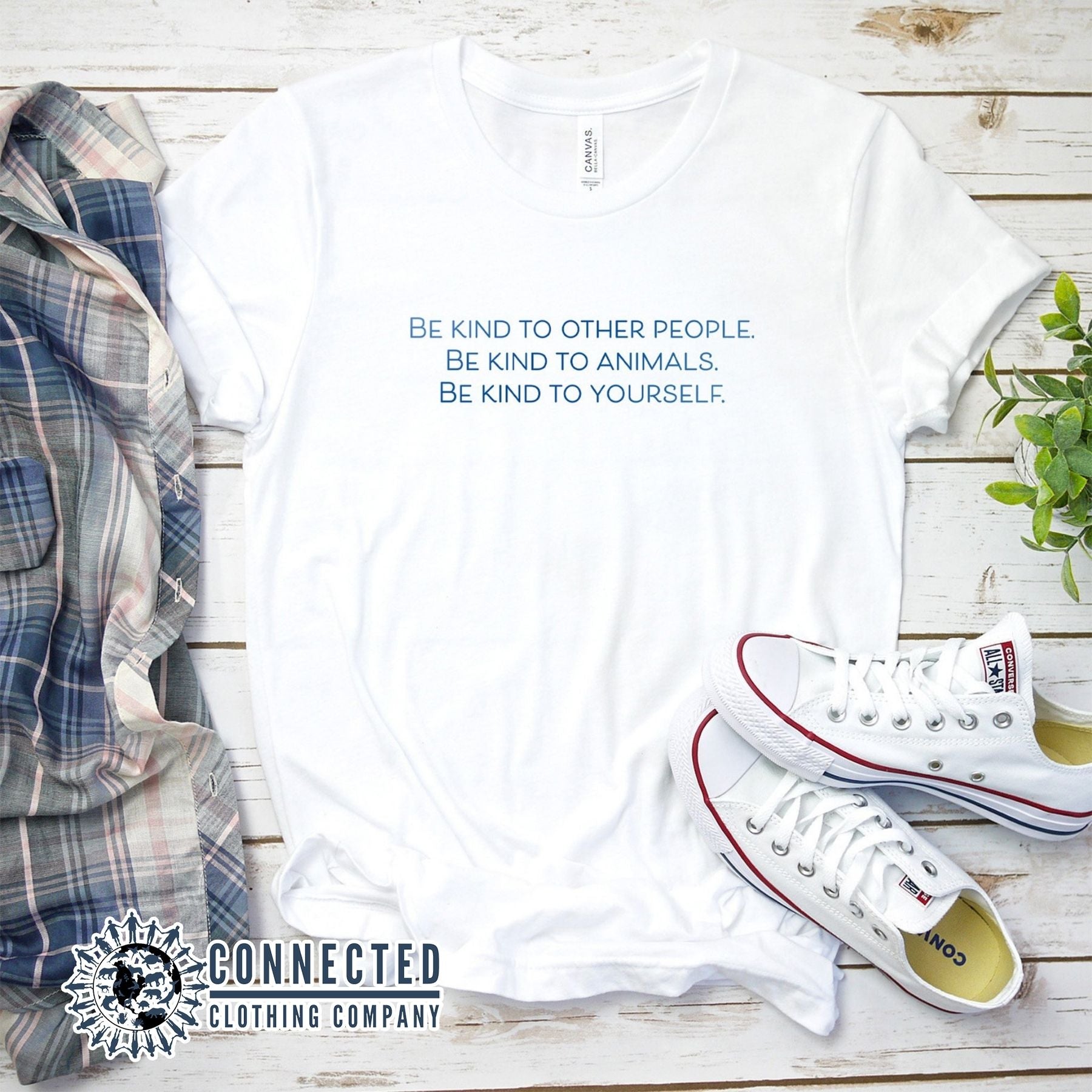 White Be Kind To All Short-Sleeve Tee - Connected Clothing Company - 10% of profits donated to ocean conservation