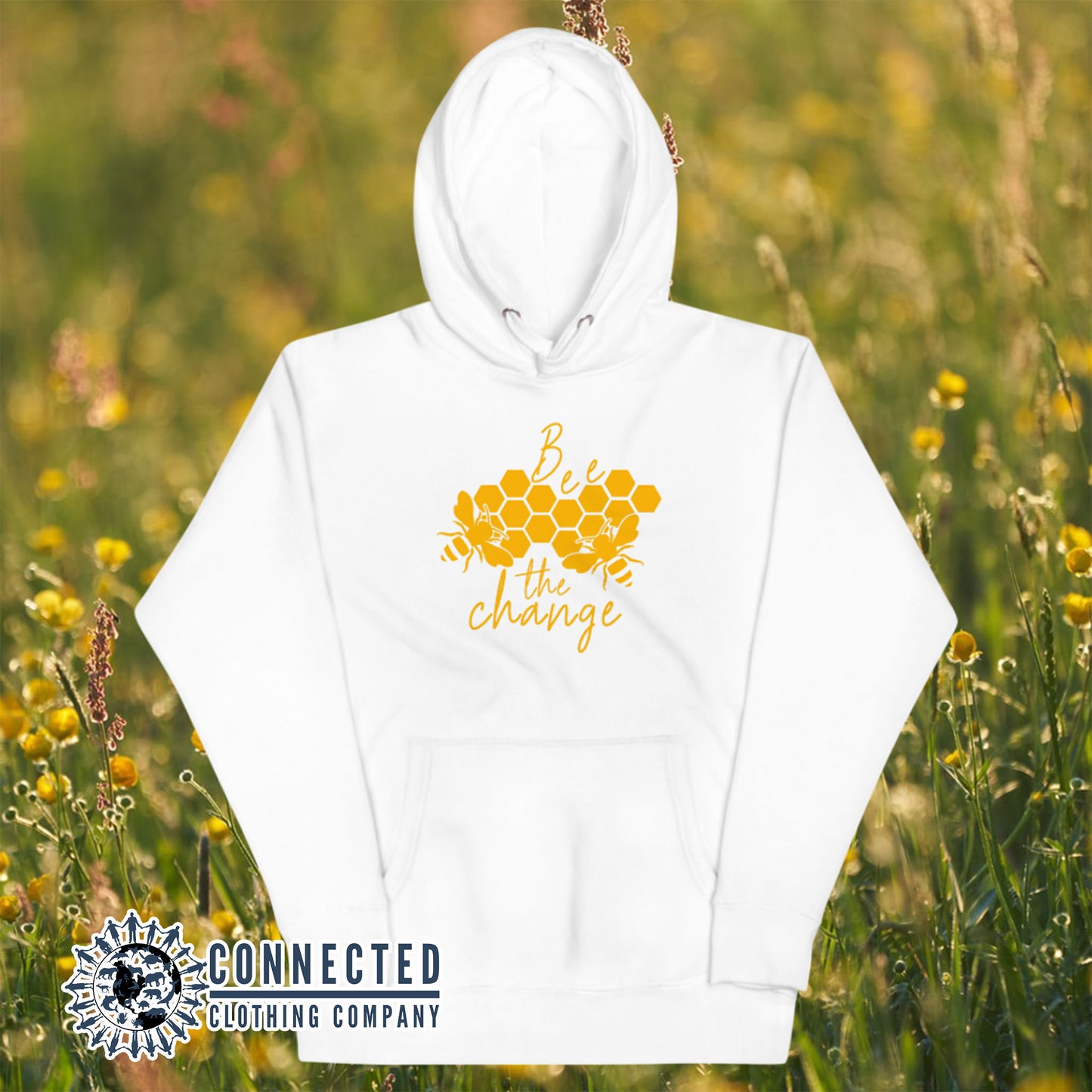 White Bee The Change Unisex Hoodie - Connected Clothing Company - Ethically and Sustainably Made - 10% donated to The Honeybee Conservancy