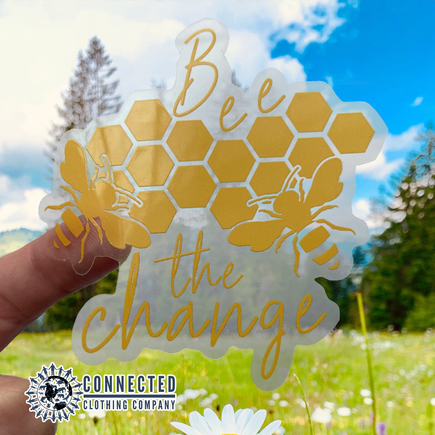 Bee The Change Clear Sticker