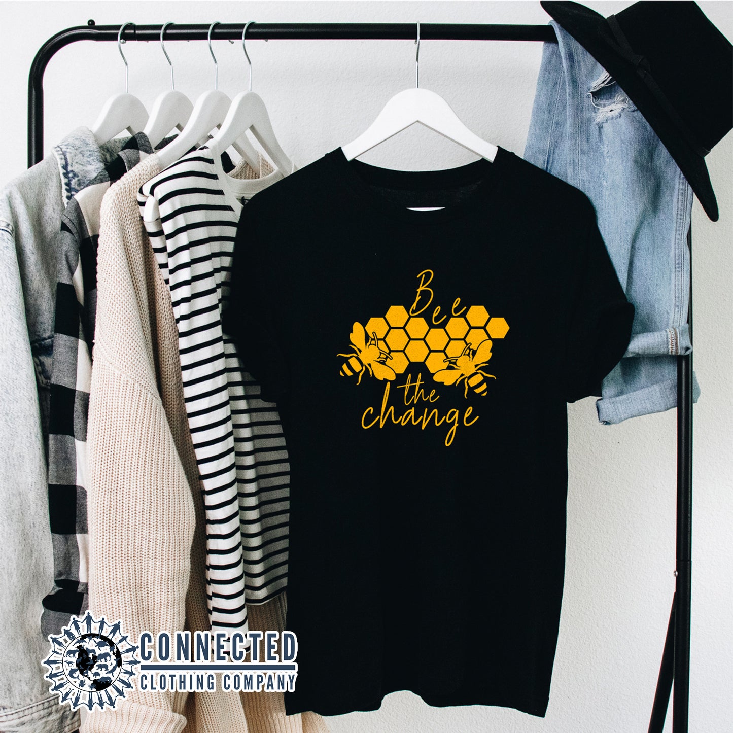 Black Bee The Change Unisex Short-Sleeve Tee - Connected Clothing Company - 10% of profits donated to the Honeybee Conservancy