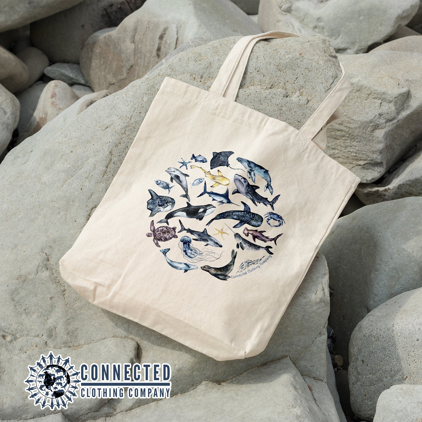 Blue Ocean Creatures Tote Bag - Connected Clothing Company - 10% donated to ocean conservation