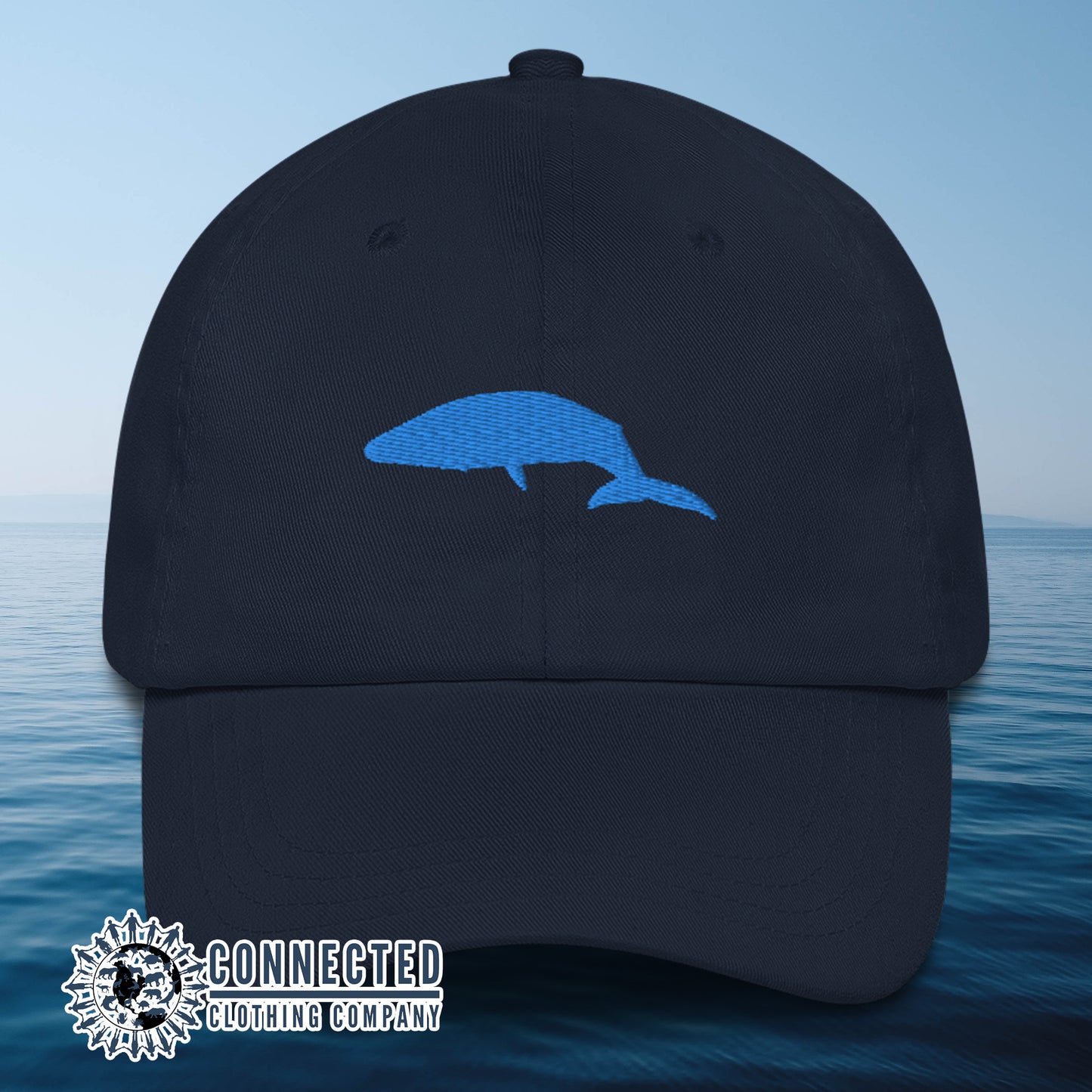 Navy Blue Blue Whale Cotton Cap - Connected Clothing Company - 10% of profits donated to Mission Blue ocean conservation