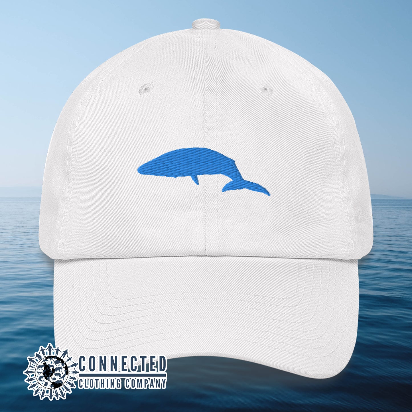 White Blue Whale Cotton Cap - Connected Clothing Company - 10% of profits donated to Mission Blue ocean conservation