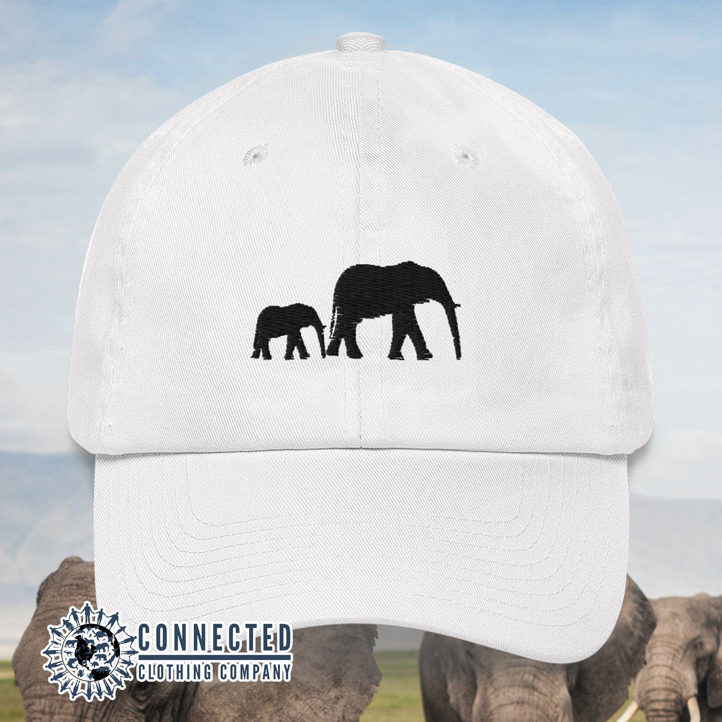 White Elephant Eco Friendly Cotton Cap - Connected Clothing Company - 10% of profits donated to elephant conservation