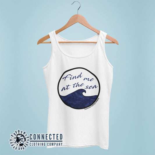 White Find Me At The Sea Women's Relaxed Tank Top - Connected Clothing Company - 10% of profits donated to Mission Blue ocean conservation