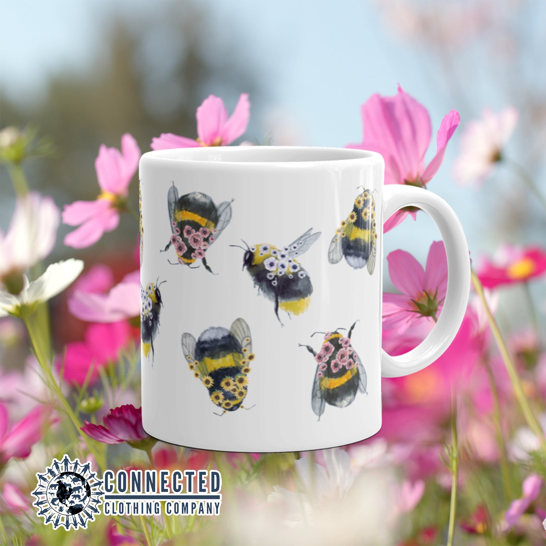 Flower Bee Classic Mug - Connected Clothing Company - Ethically and Sustainably Made - 10% of profits donated to bee conservation