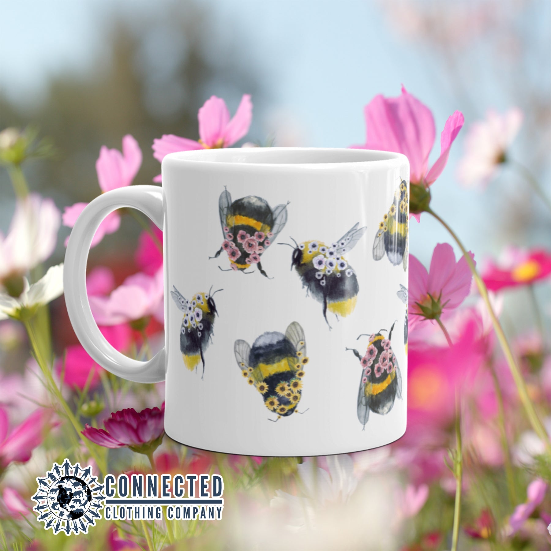 Flower Bee Classic Mug - Connected Clothing Company - Ethically and Sustainably Made - 10% of profits donated to bee conservation