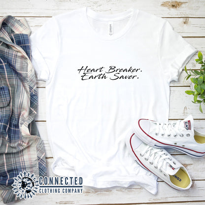 White Heart Breaker. Earth Saver. Short-Sleeve Tee - Connected Clothing Company - Ethically and Sustainably Made - 10% of profits donated to ocean conservation