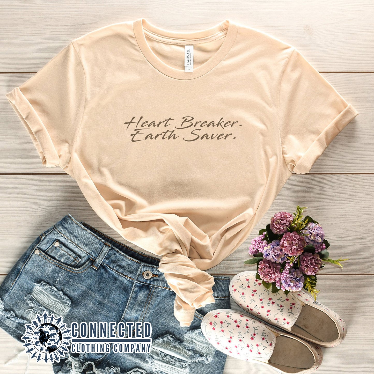 Soft Cream Heart Breaker. Earth Saver. Short-Sleeve Tee - Connected Clothing Company - Ethically and Sustainably Made - 10% of profits donated to ocean conservation