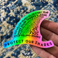 Holographic Protect Our Sharks Sticker - Connected Clothing Company - 10% of profits donated to Oceana shark conservation