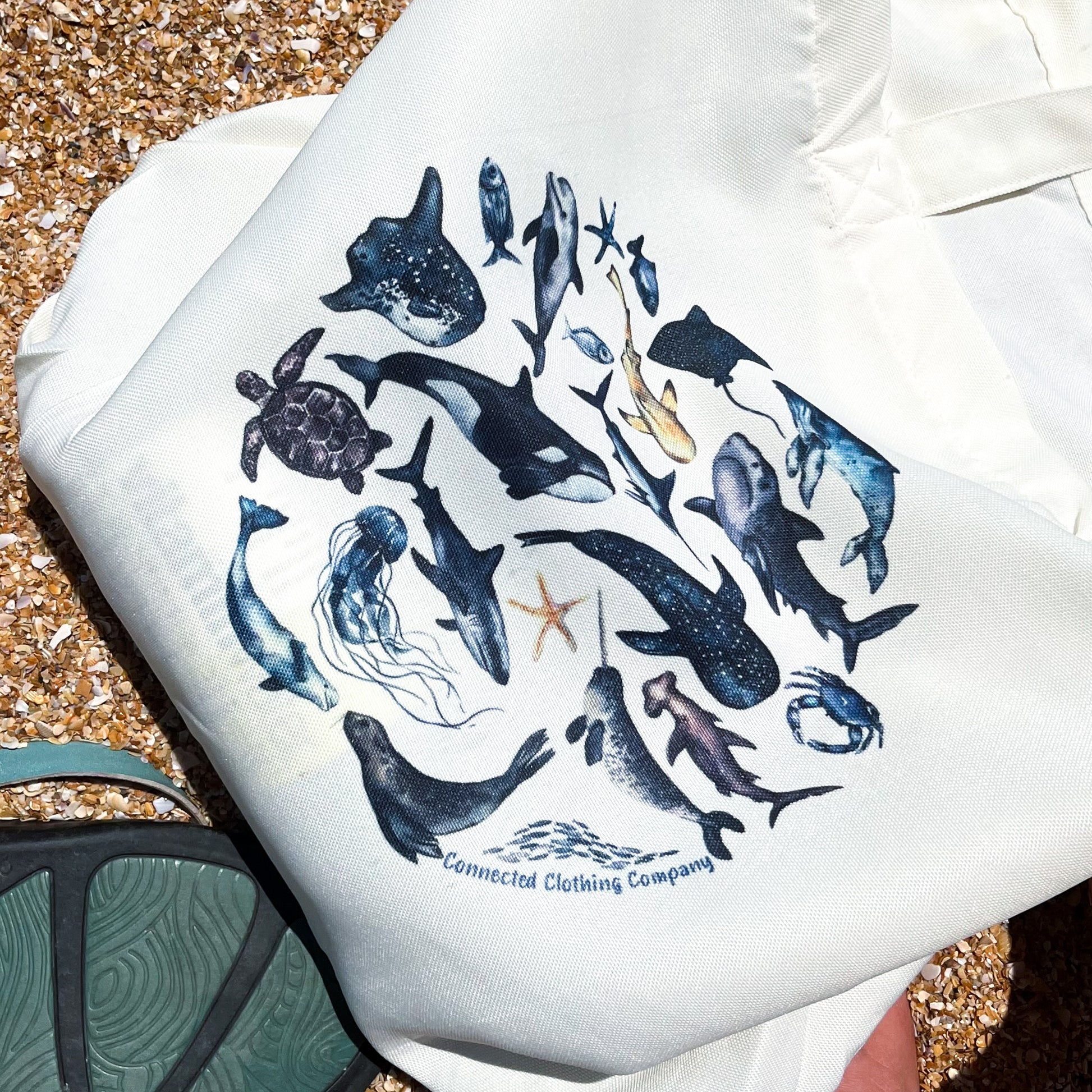 Blue Ocean Creatures Tote Bag - Connected Clothing Company - 10% donated to ocean conservation