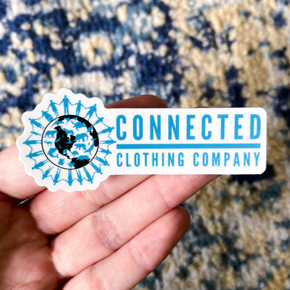 Hand holding Connected Clothing Company Logo Sticker