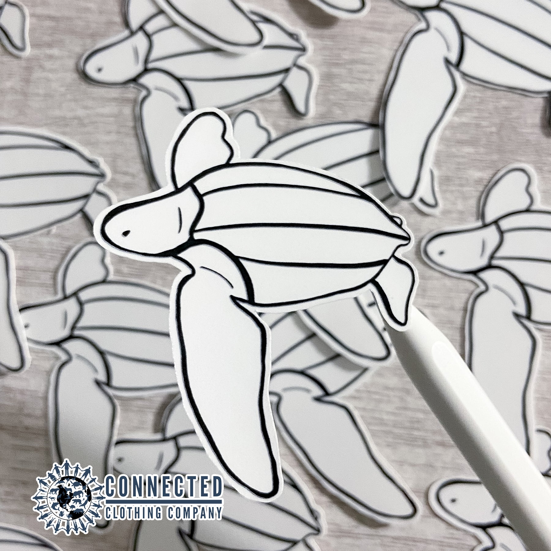 Close up of Leatherback Sea Turtle Sticker - Connected Clothing Company - 10% of profits donated to the Sea Turtle Conservancy