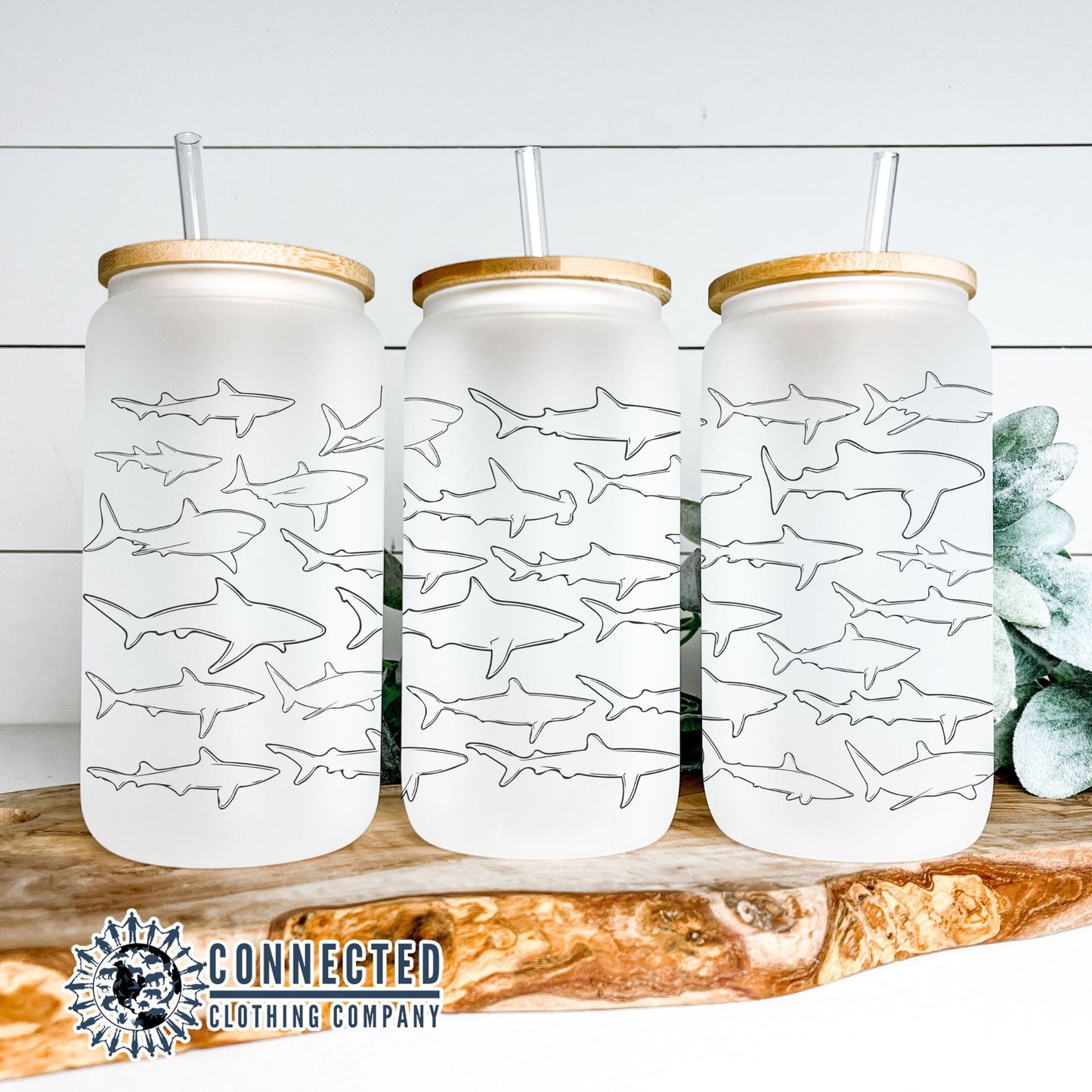 2-Pack Shark Glass Cans - Connected Clothing Company - 10% of proceeds donated to ocean conservation