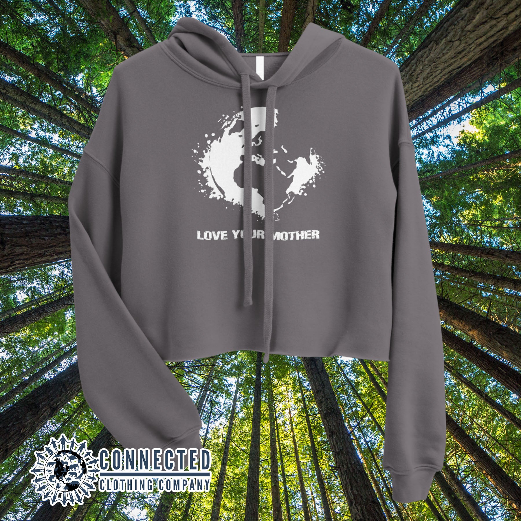 Storm Love Your Mother Earth Crop Hoodie - Connected Clothing Company - Ethically and Sustainably Made - 10% donated to the Environmental Defense Fund