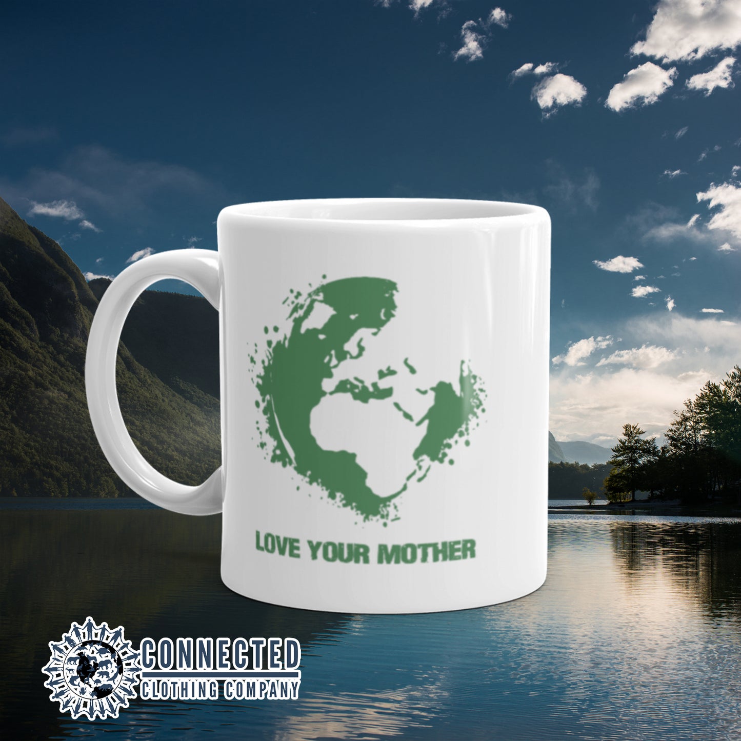 Love Your Mother Earth Classic Mug with green design - Connected Clothing Company - 10% of profits donated to the Environmental Defense Fund