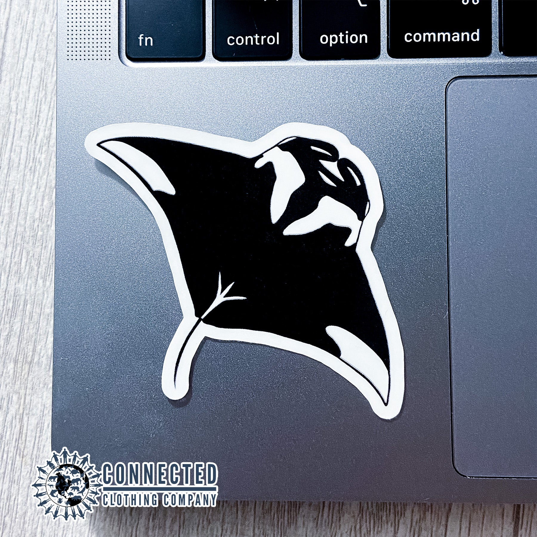 Close up of Giant Manta Ray Sticker - Connected Clothing Company - 10% of profits donated to the Mission Blue ocean conservation