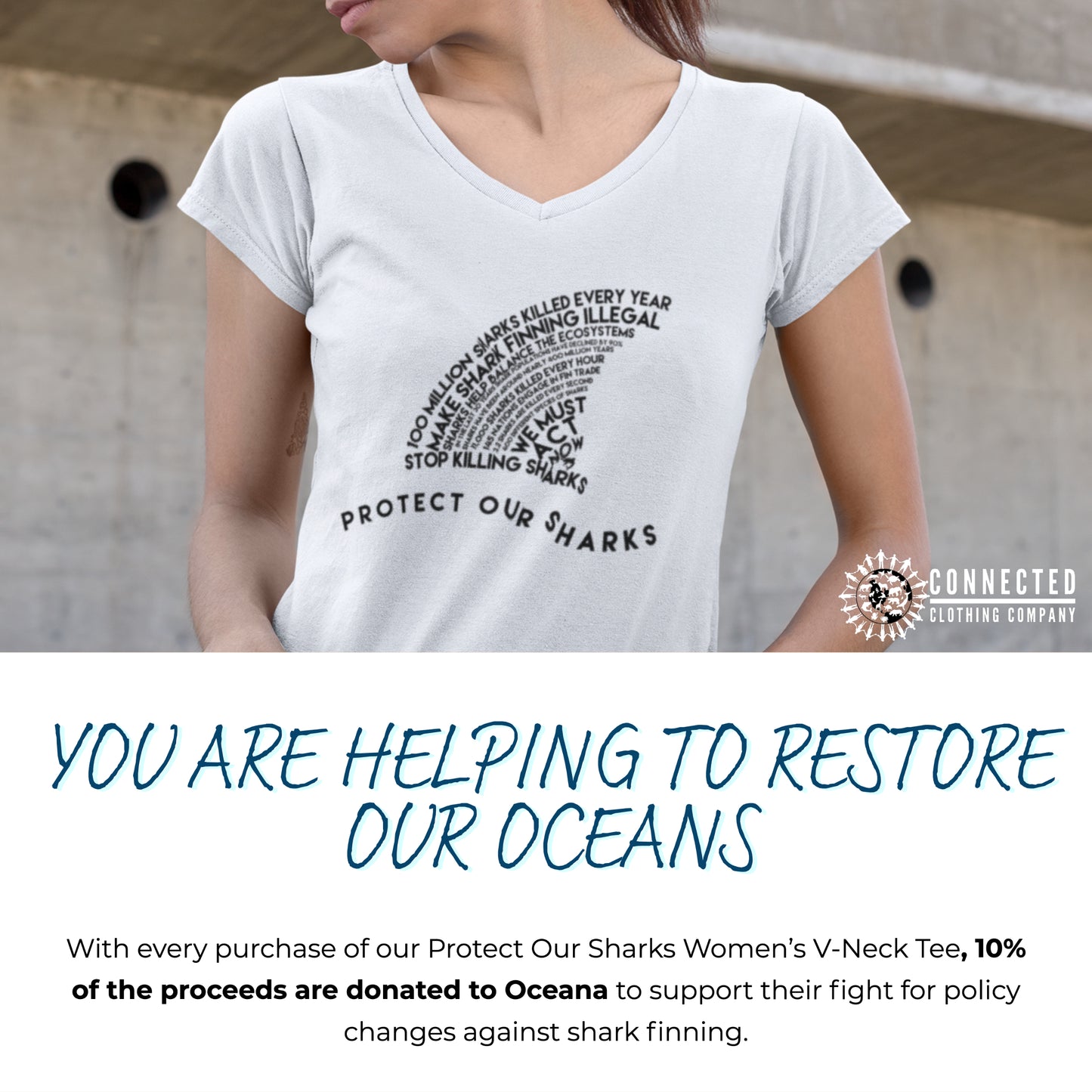 Protect Our Sharks Women's V-Neck Tee
