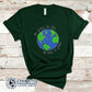Forest Green No Blue No Green Short-Sleeve Tee in Forest Green reads "no water, no life. no blue, no green." - Connected Clothing Company - Ethically and Sustainably Made - 10% of profits donated to ocean conservation