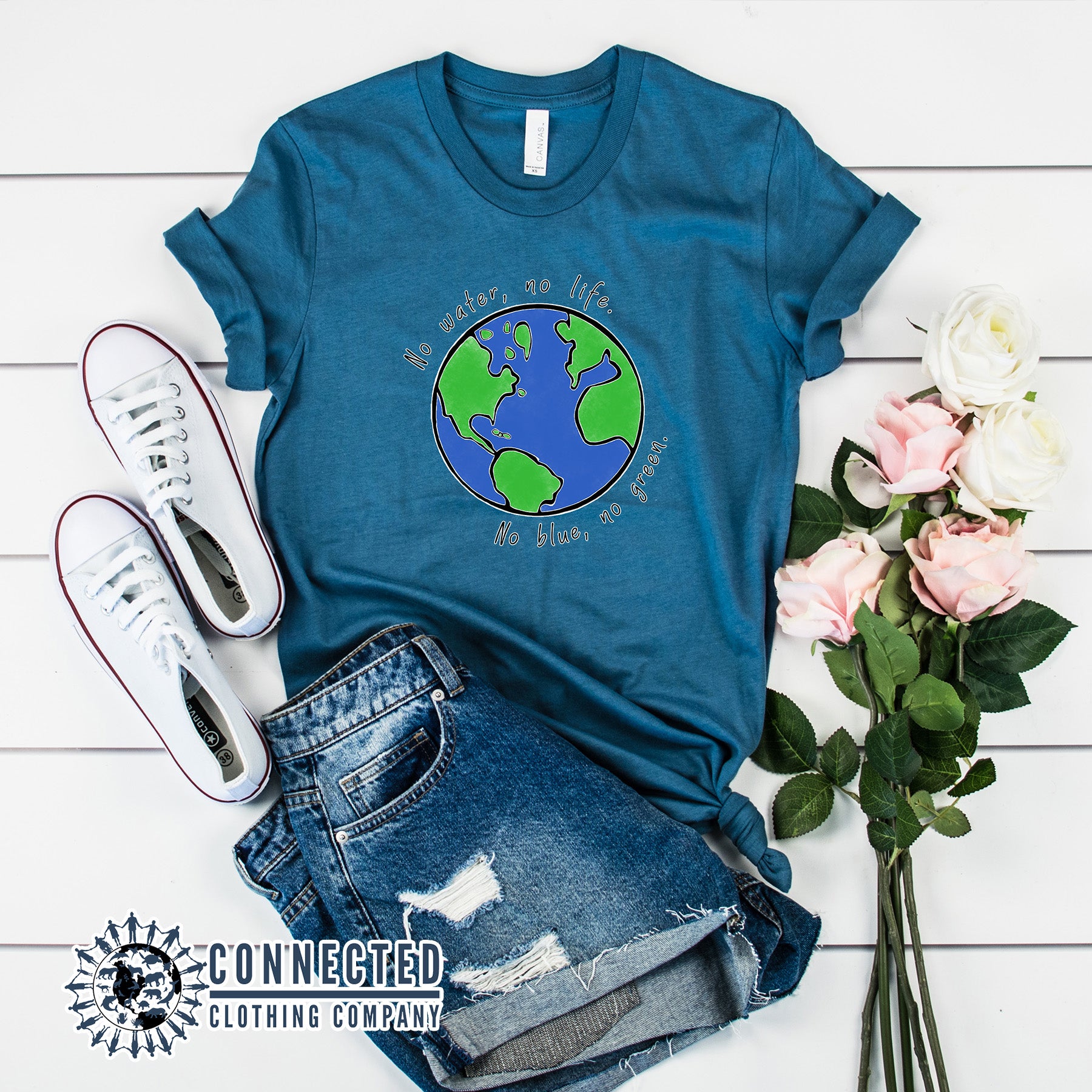 Steel Blue No Blue No Green Short-Sleeve Tee - Connected Clothing Company - Ethically and sustainably made -  10% of profits donated to ocean conservation