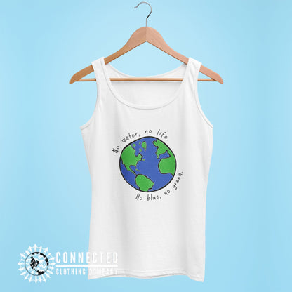 White No Blue No Green Women's Relaxed Tank - Connected Clothing Company - Ethically and Sustainably Made - 10% of profits donated to Mission Blue ocean conservation