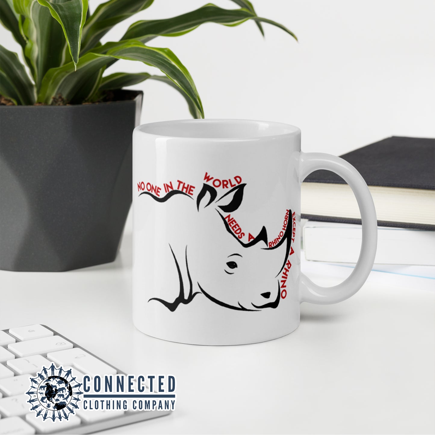 No One Needs A Rhino Horn Except A Rhino Classic Mug - Connected Clothing Company - Ethically and Sustainably Made - 10% of profits donated to rhinoceros conservation