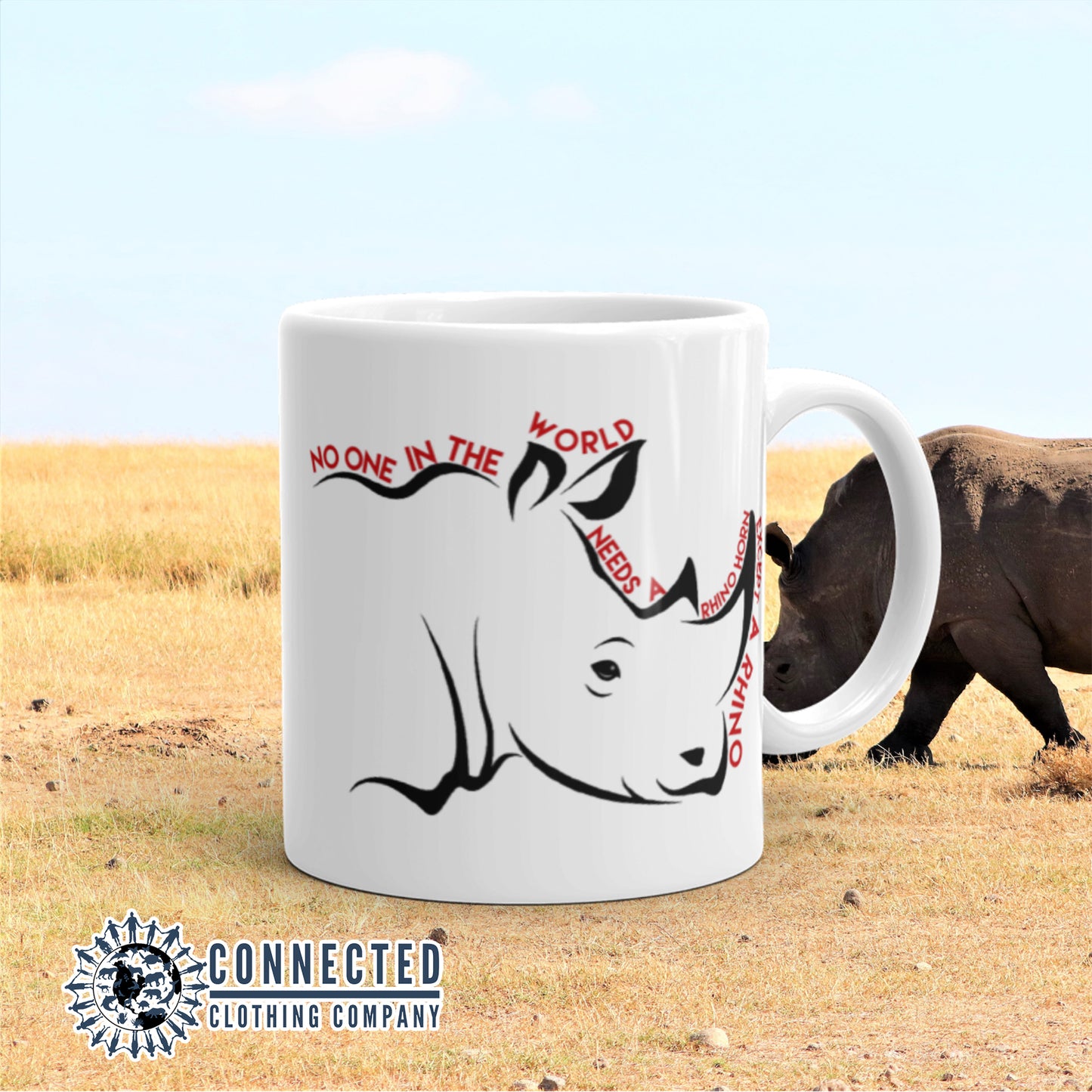 No One Needs A Rhino Horn Except A Rhino Classic Mug - Connected Clothing Company - Ethically and Sustainably Made - 10% of profits donated to rhinoceros conservation