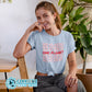 Model Wearing Light Blue No Plastic One Planet Short-Sleeve Tee - 10% of profits donated to ocean conservation