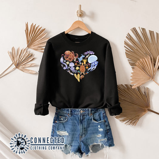 Ocean Sea Creatures Crewneck Sweatshirt - Connected Clothing Company - Ethical and Sustainable Clothing That Gives Back - 10% of the proceeds are donated to Mission Blue ocean conservation