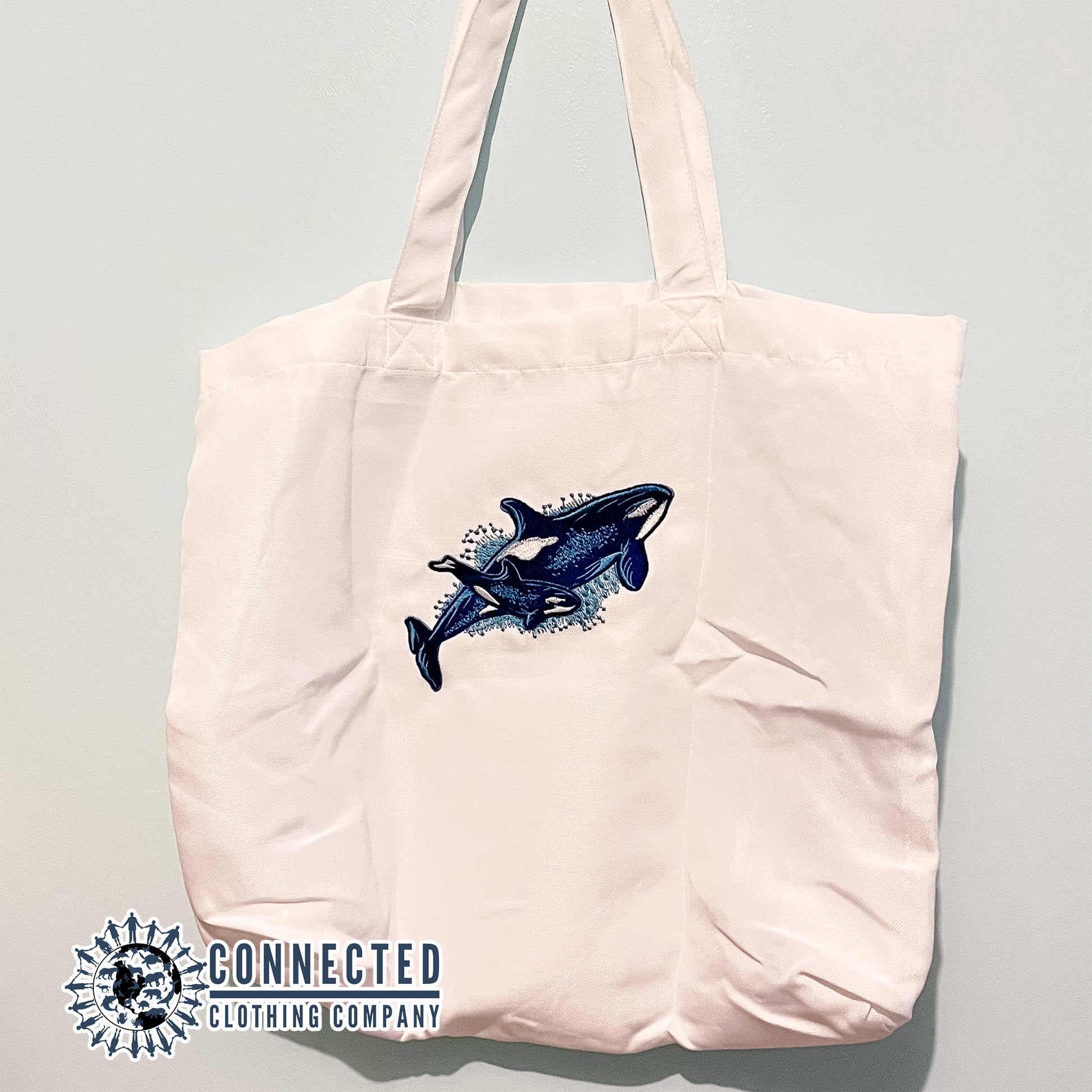 Orca Whale Embroidered Tote Bag - Connected Clothing Company - 10% of proceeds donated to ocean conservation