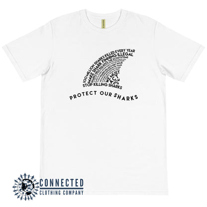 White Protect Our Sharks Short-Sleeve Tee - Connected Clothing Company - 10% of profits donated to shark conservation