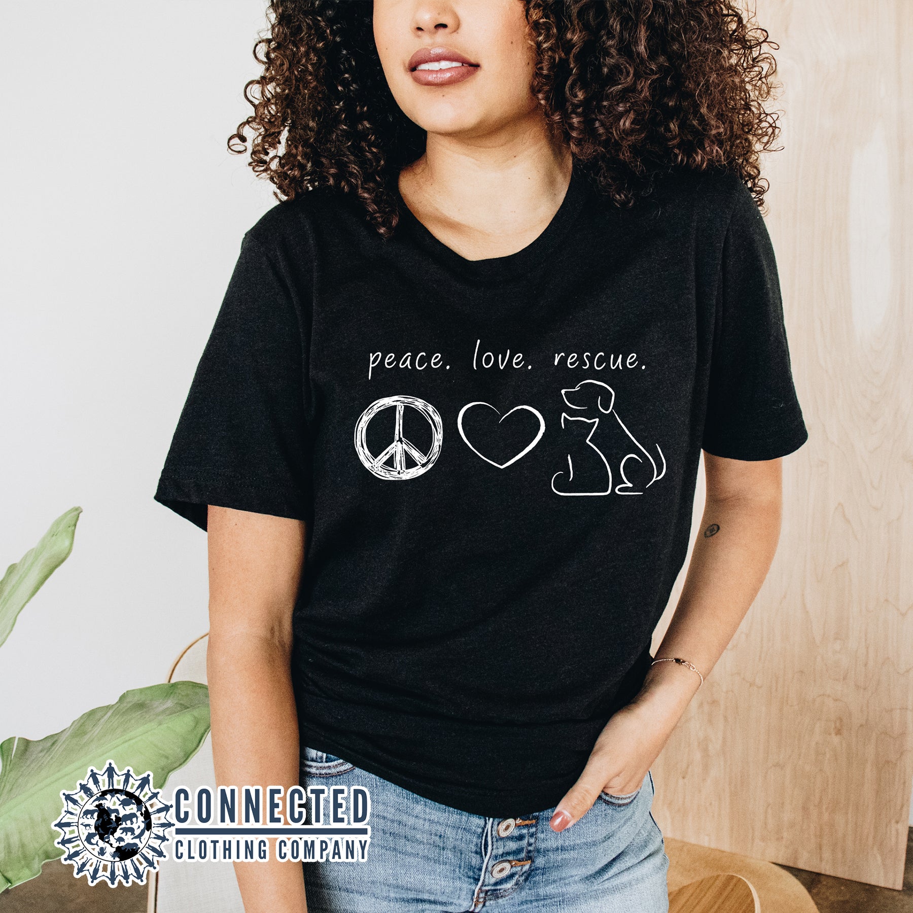 Peace Love Rescue Short-Sleeve Tee - Connected Clothing Company - Ethically and Sustainably Made - 10% donated to Villalobos Animal Rescue Center