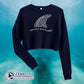 Navy Protect Our Sharks Crop Sweatshirt - Connected Clothing Company - Ethically and Sustainably Made - 10% of profits donated to shark conservation and ocean conservation