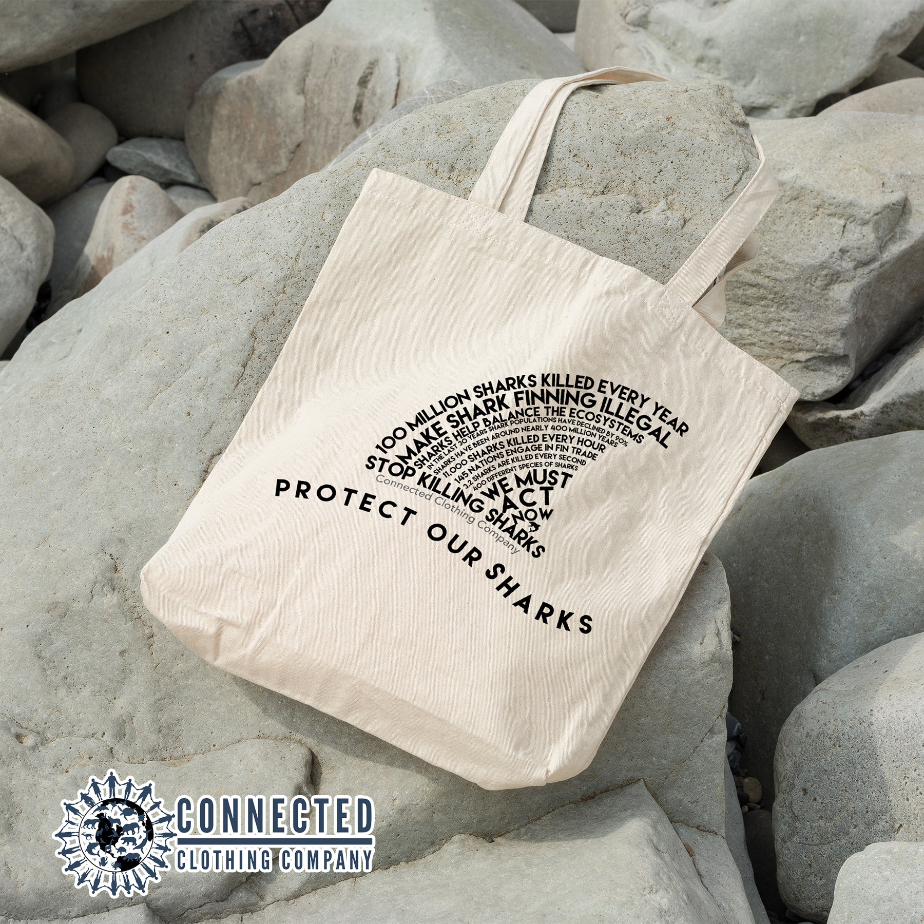 Protect Our Sharks Tote Bag - Connected Clothing Company - 10% of proceeds donated to Oceana shark conservation