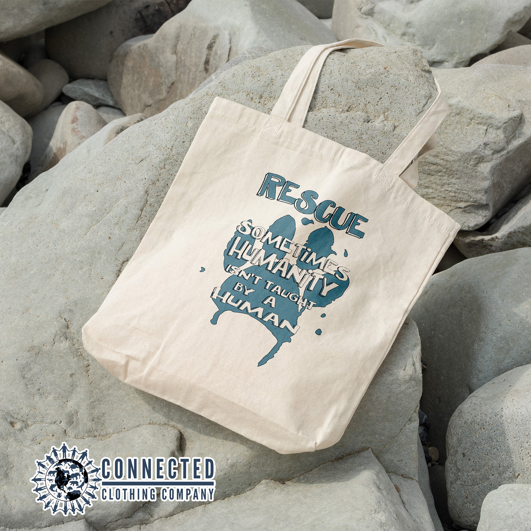 Rescue Humanity Tote Bag - Connected Clothing Company - 10% of proceeds donated to animal rescue