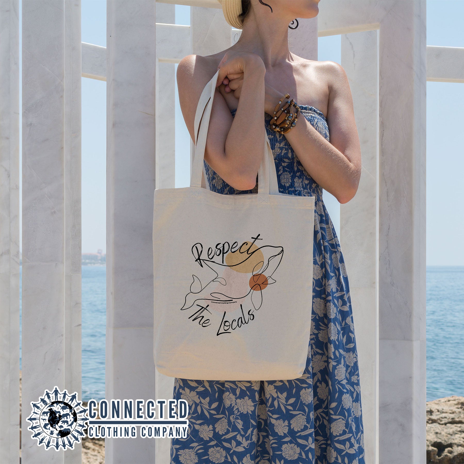 Respect The Locals Orca Tote Bag - Connected Clothing Company - 10% of proceeds donated to killer whale conservation
