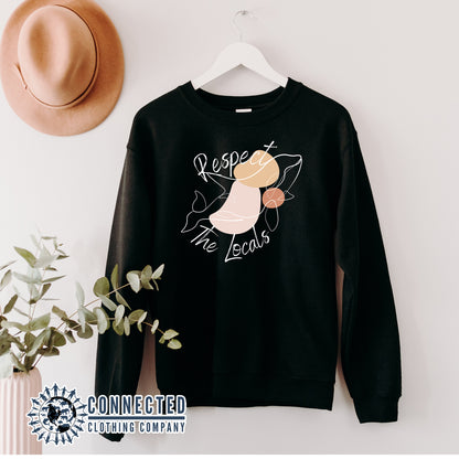 Hanging Black Respect The Locals Orca Unisex Crewneck Sweatshirt - Connected Clothing Company - Ethically and Sustainably Made - 10% of profits donated to ocean conservation